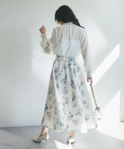 花卉印花圓擺半身裙