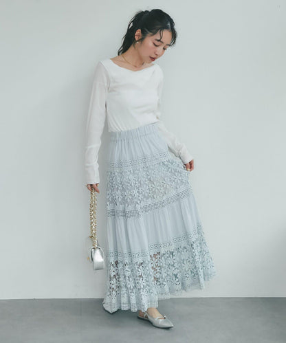 【復刻！】棉質蕾絲層疊長裙