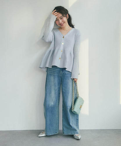 亮片荷葉邊前後兩穿開衫