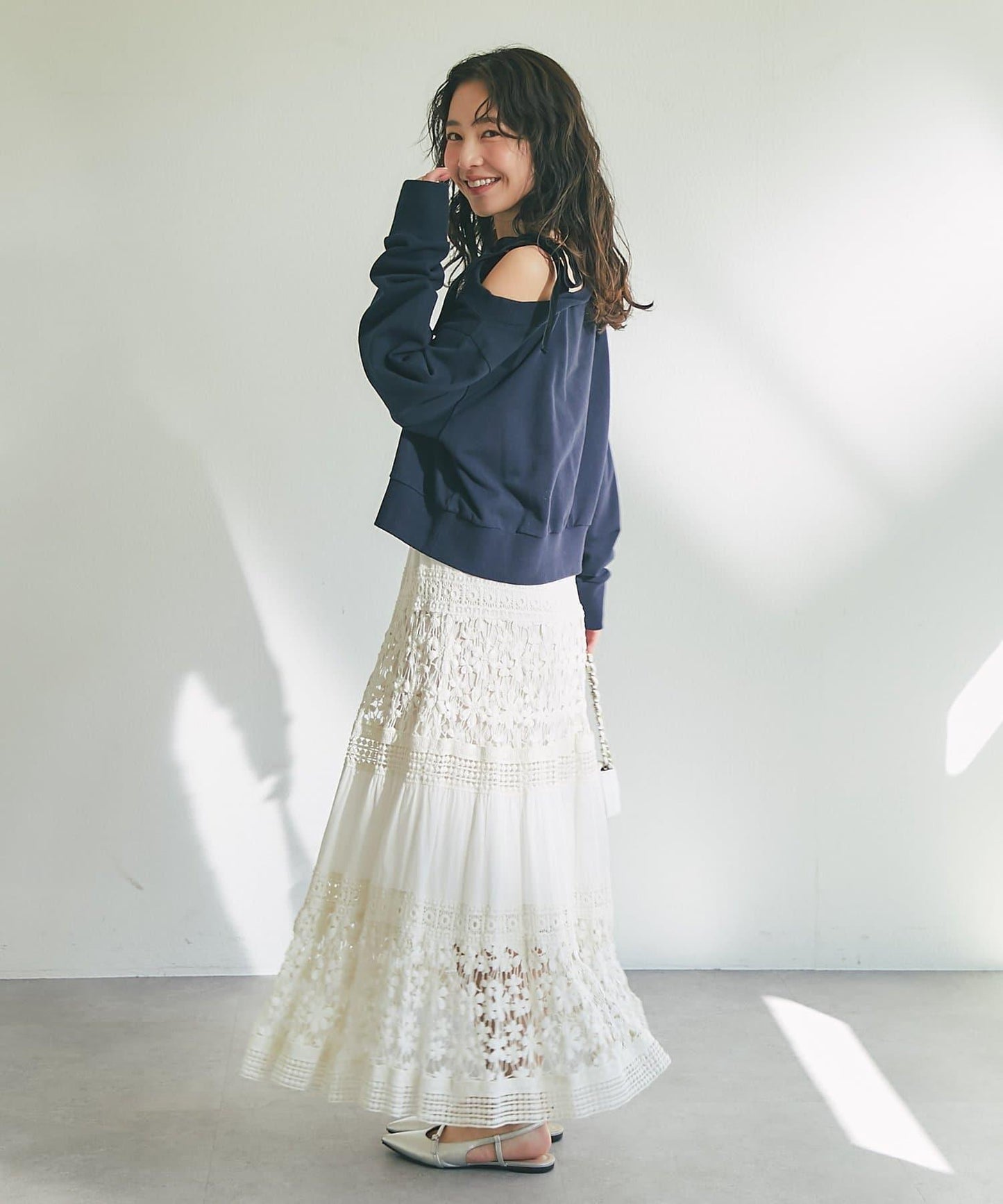 【復刻！】棉質蕾絲層疊長裙