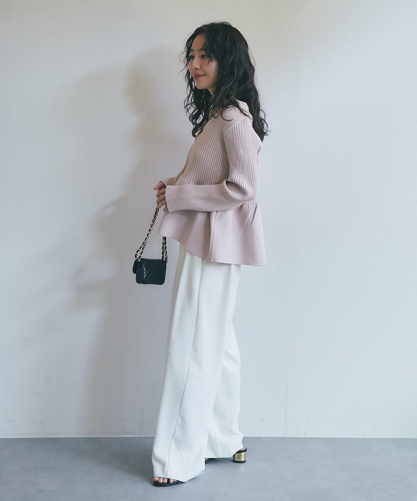 亮片荷葉邊前後兩穿開衫