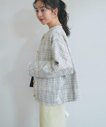 金色紐扣粗花呢夾克