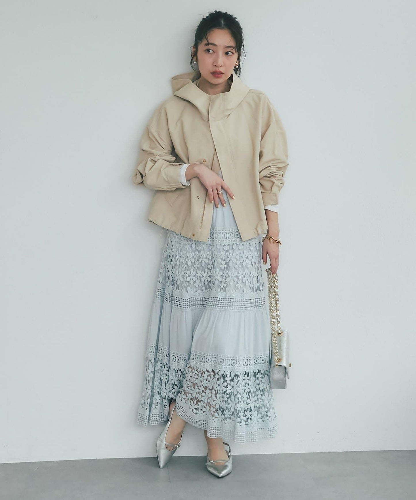 【復刻！】棉質蕾絲層疊長裙