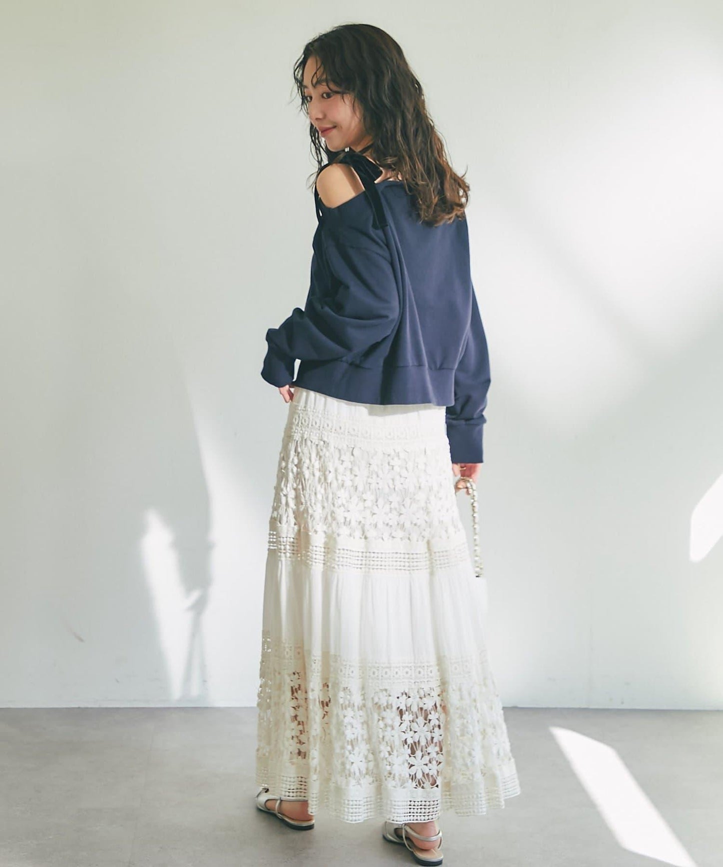 【復刻！】棉質蕾絲層疊長裙