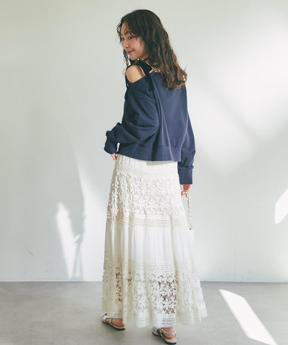 【復刻！】棉質蕾絲層疊長裙