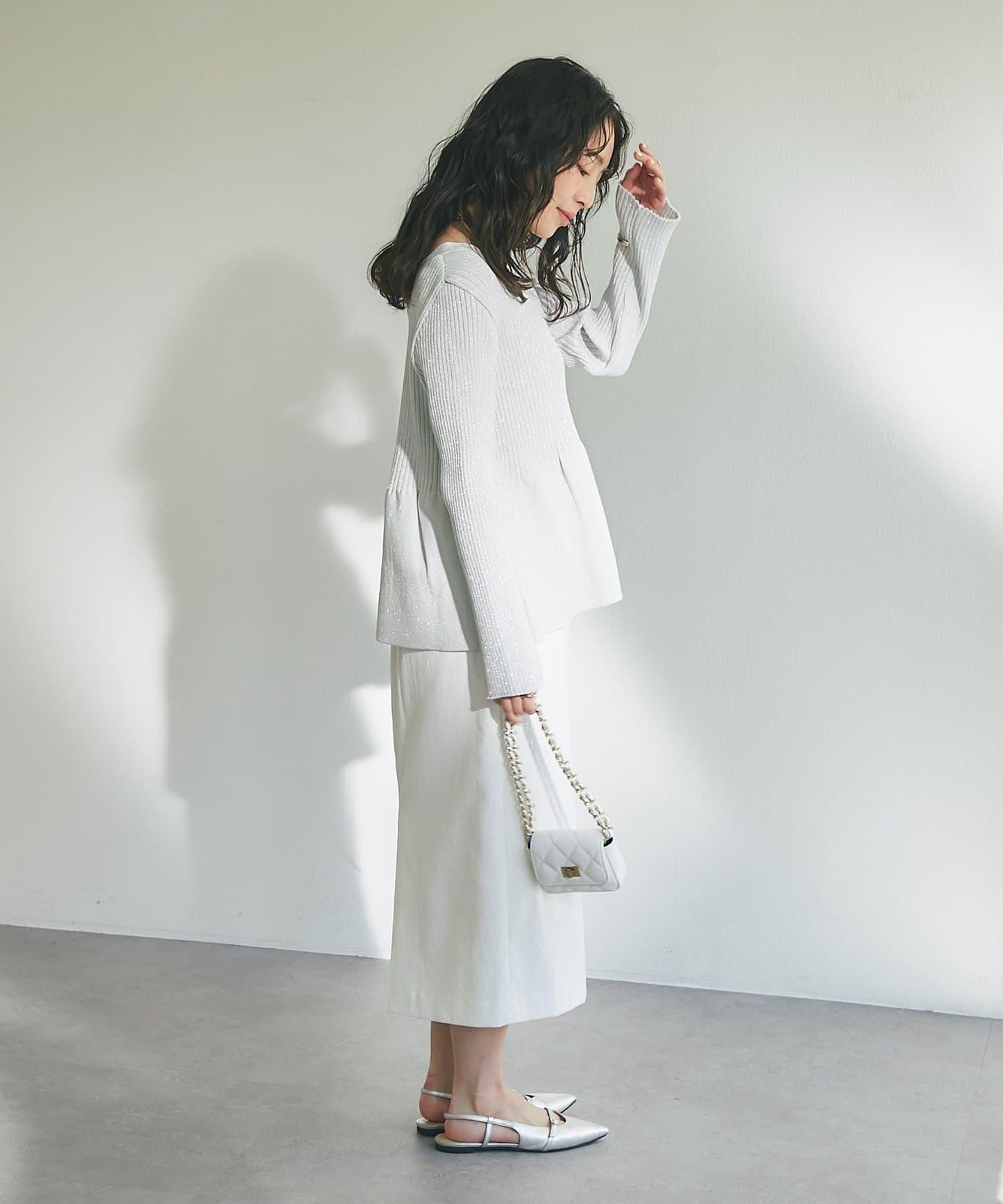 亮片荷葉邊前後兩穿開衫