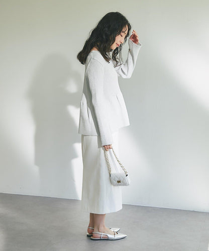 亮片荷葉邊前後兩穿開衫