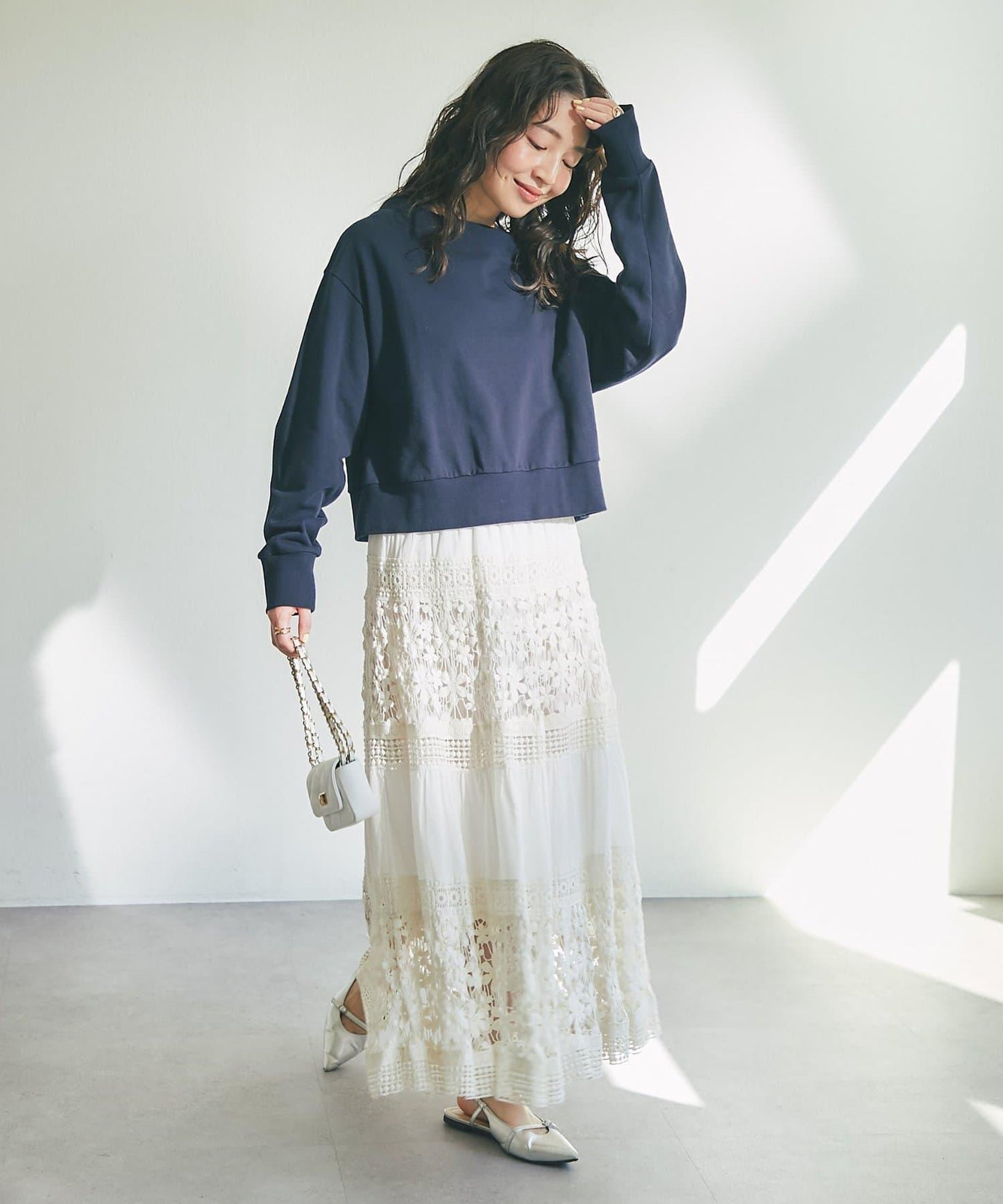 【復刻！】棉質蕾絲層疊長裙