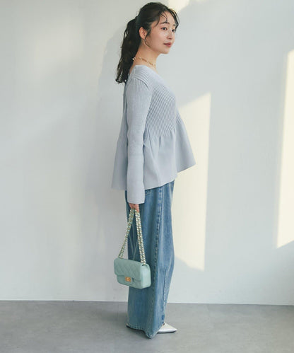 亮片荷葉邊前後兩穿開衫