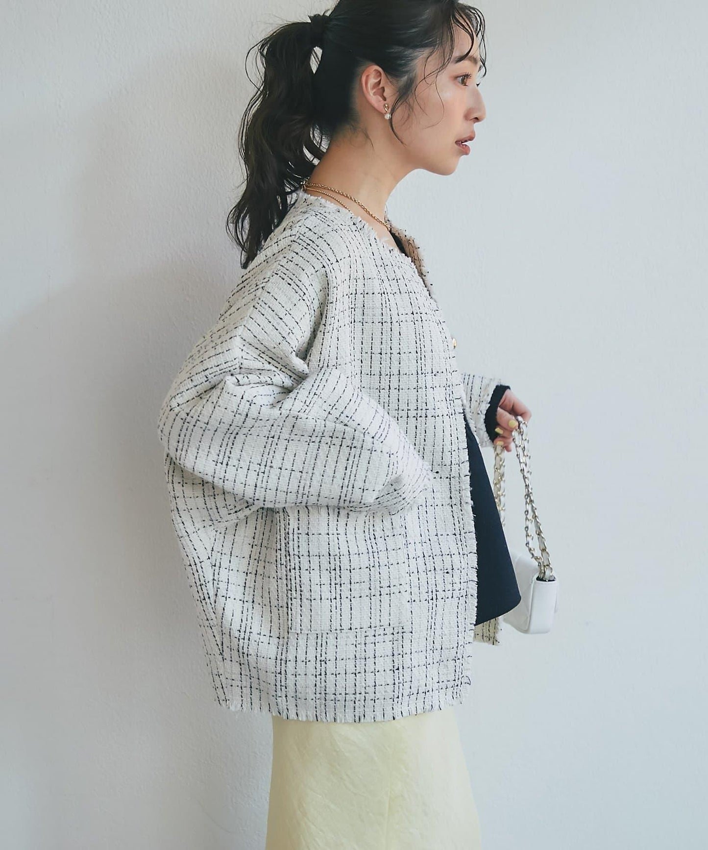 金色紐扣粗花呢夾克