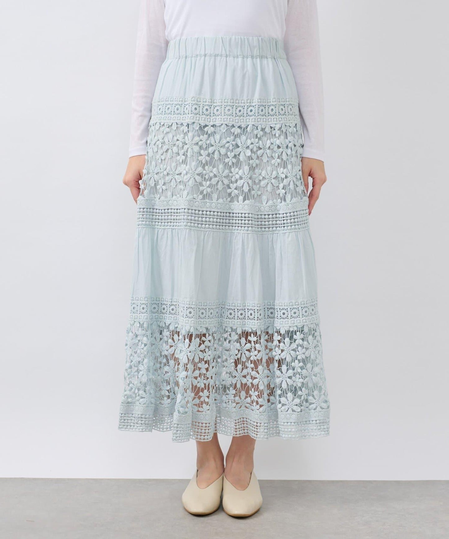 【復刻！】棉質蕾絲層疊長裙