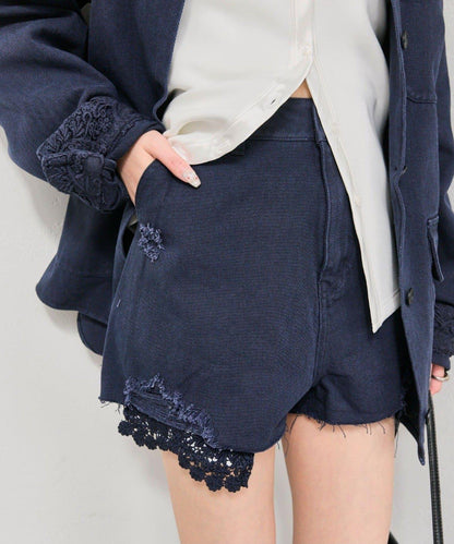 蕾絲口袋短褲