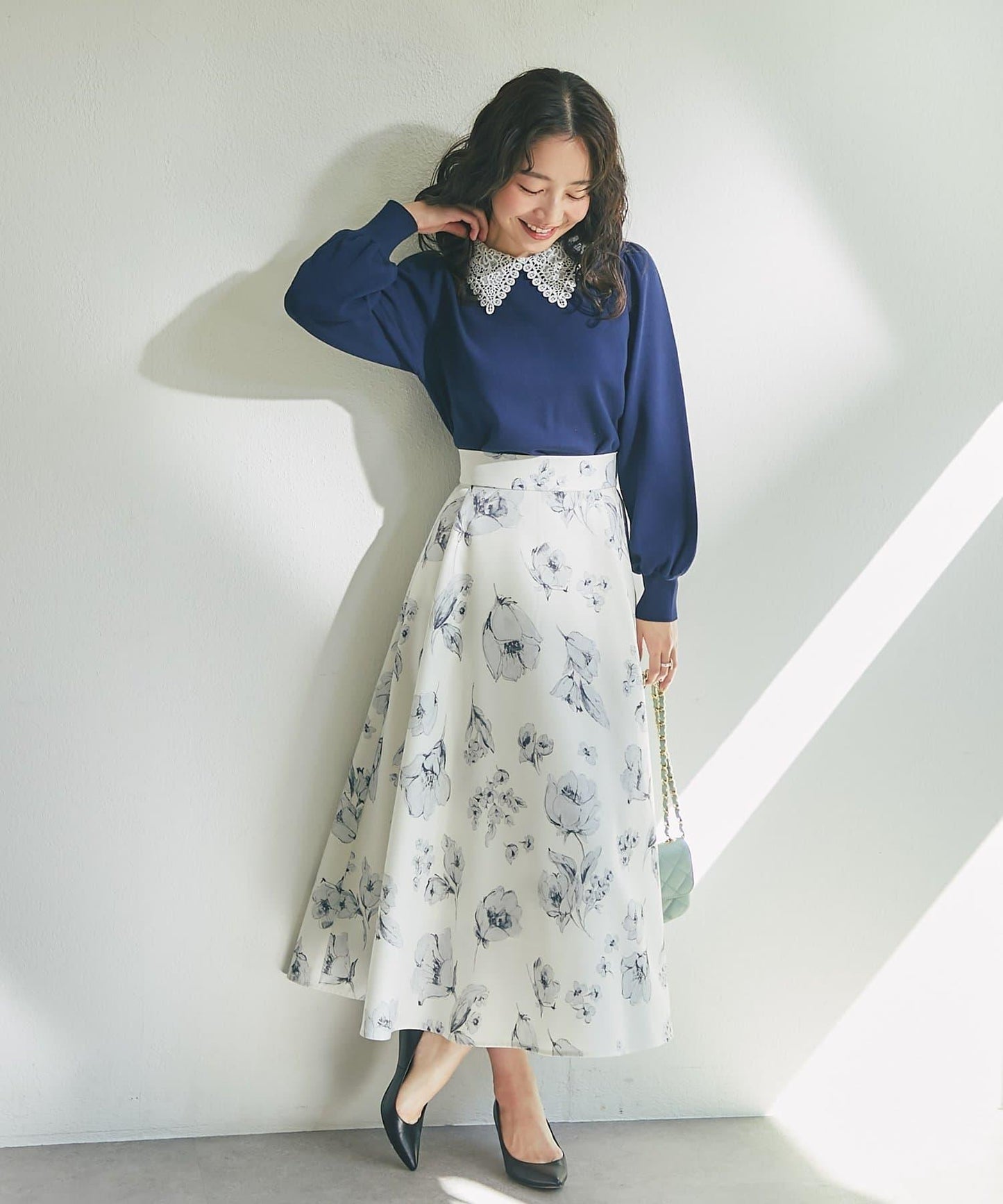 花卉印花圓擺半身裙