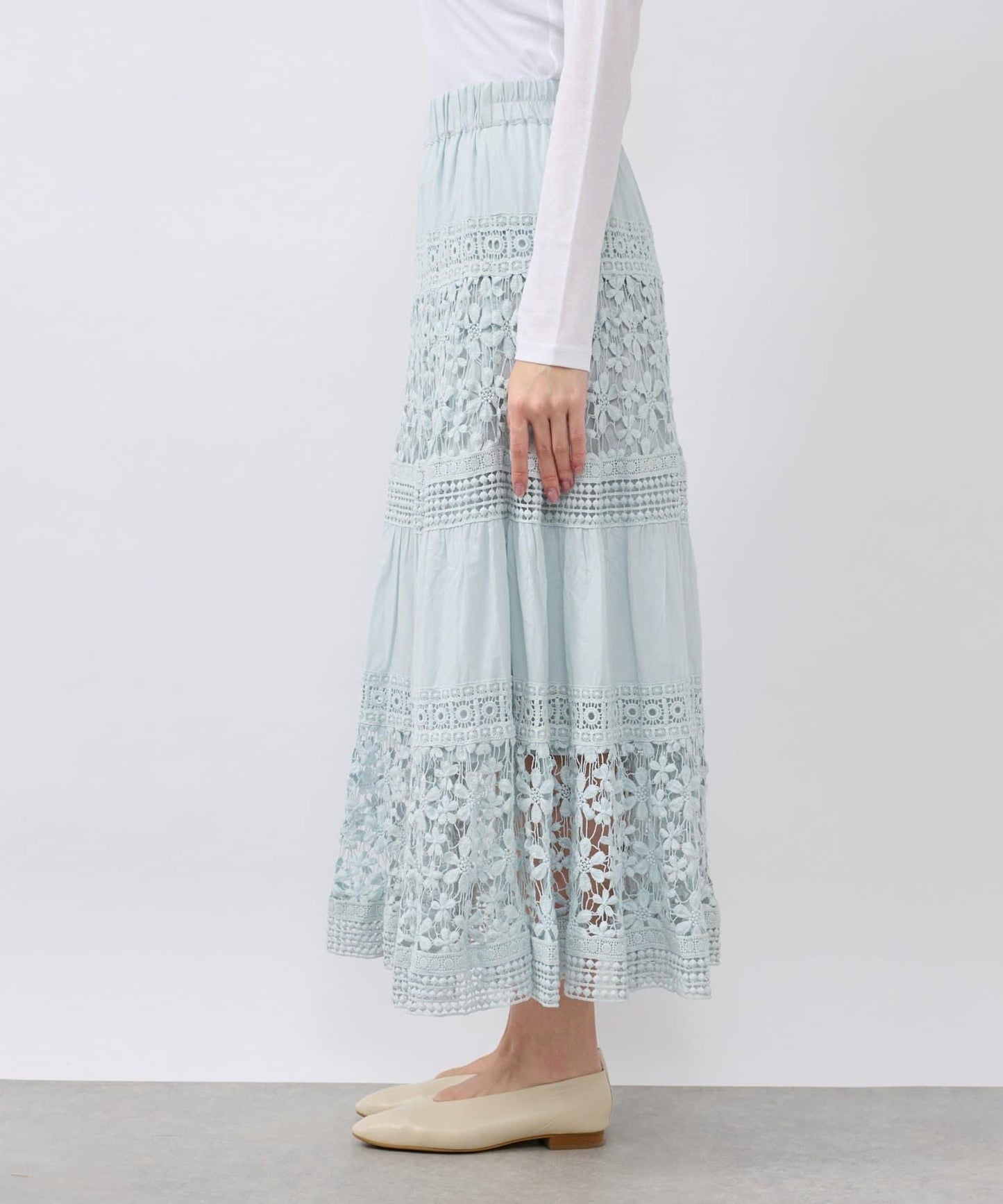 【復刻！】棉質蕾絲層疊長裙