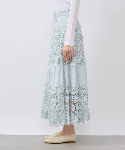 【復刻！】棉質蕾絲層疊長裙