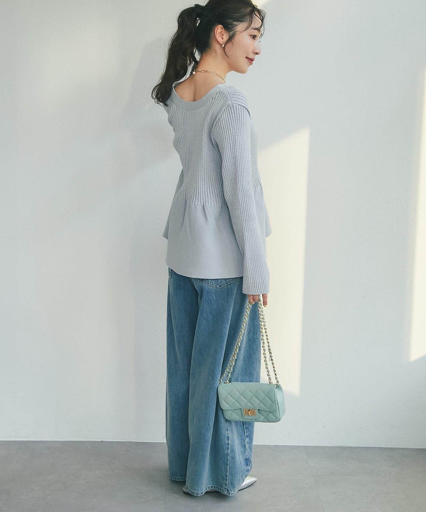 亮片荷葉邊前後兩穿開衫