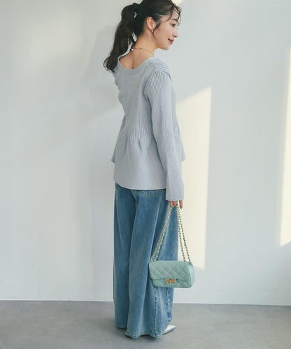 亮片荷葉邊前後兩穿開衫