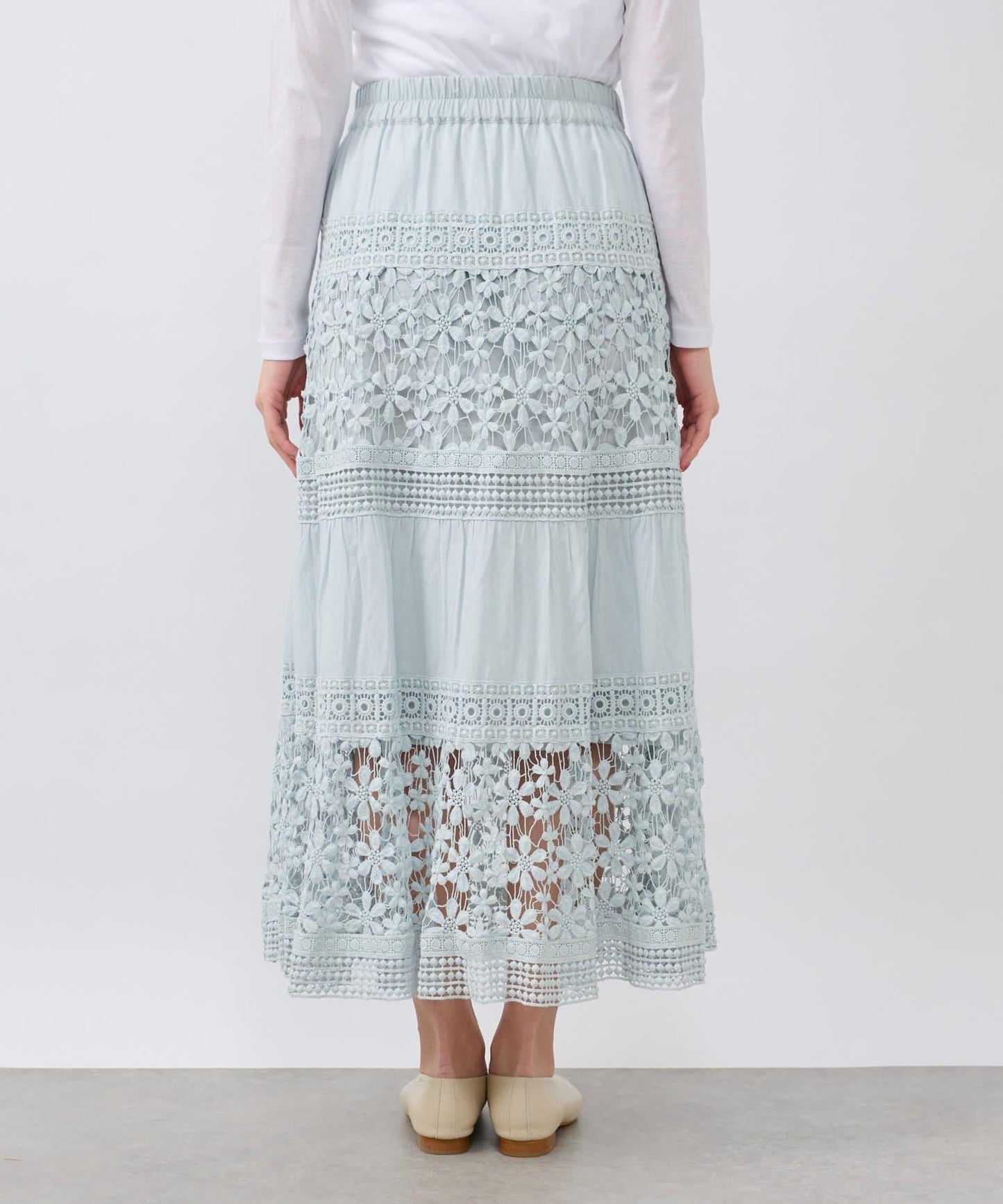 【復刻！】棉質蕾絲層疊長裙