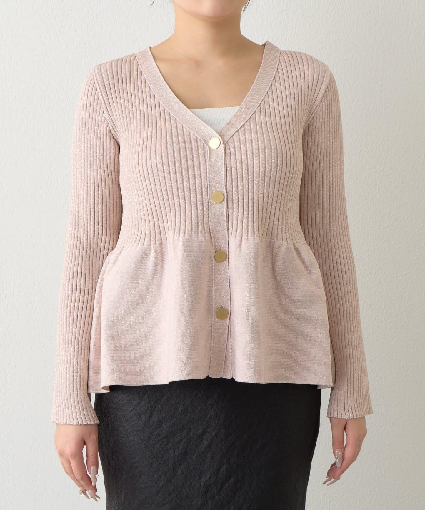 亮片荷葉邊前後兩穿開衫