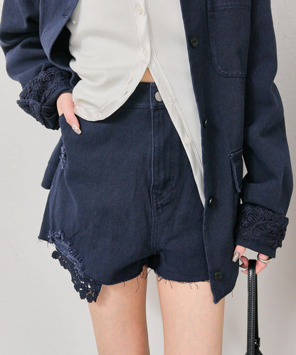 蕾絲口袋短褲