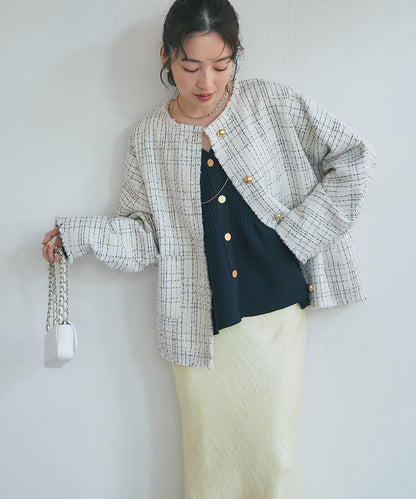 金色紐扣粗花呢夾克