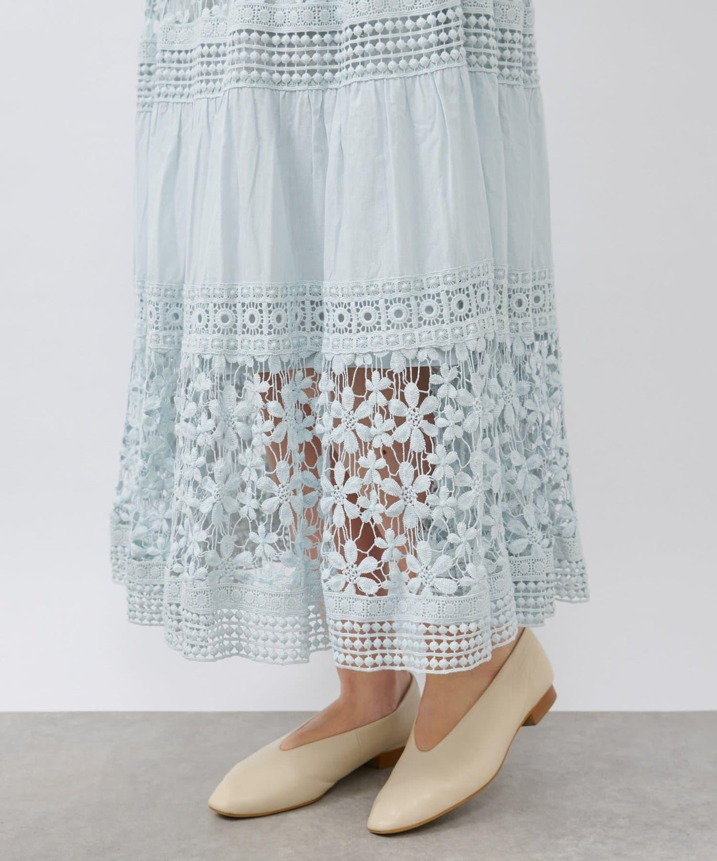 【復刻！】棉質蕾絲層疊長裙