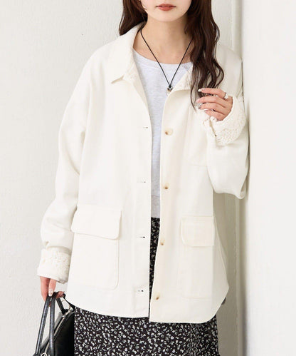 下襬蕾絲斜紋夾克