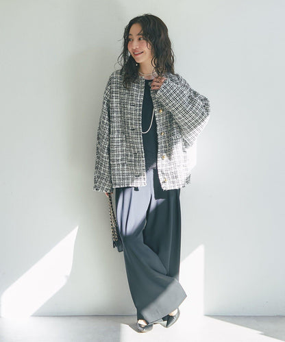 金色紐扣粗花呢夾克