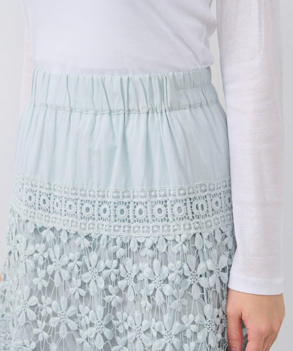 【復刻！】棉質蕾絲層疊長裙