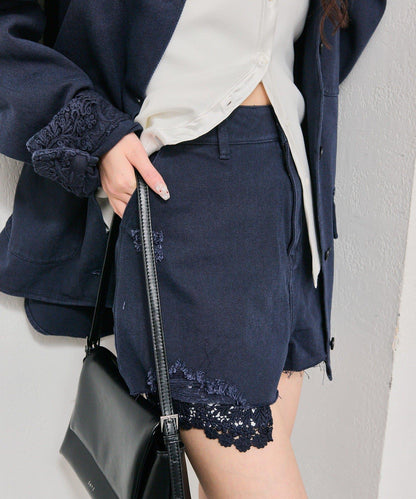 蕾絲口袋短褲