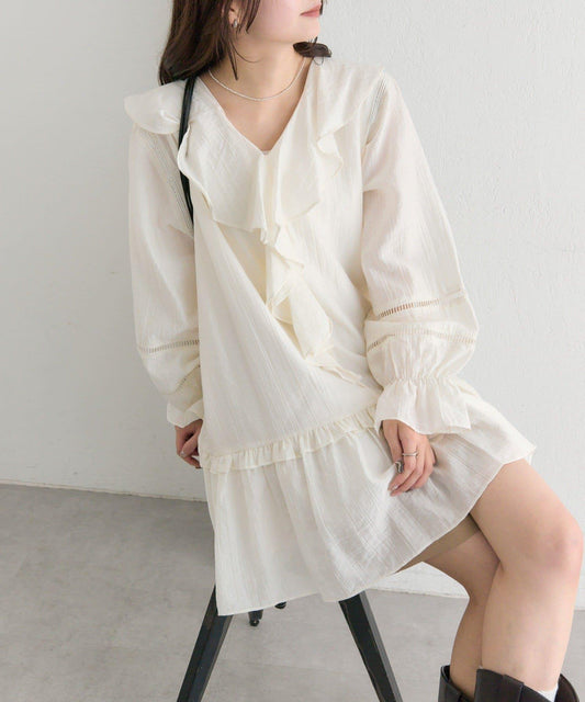 荷葉邊層疊迷你連衣裙