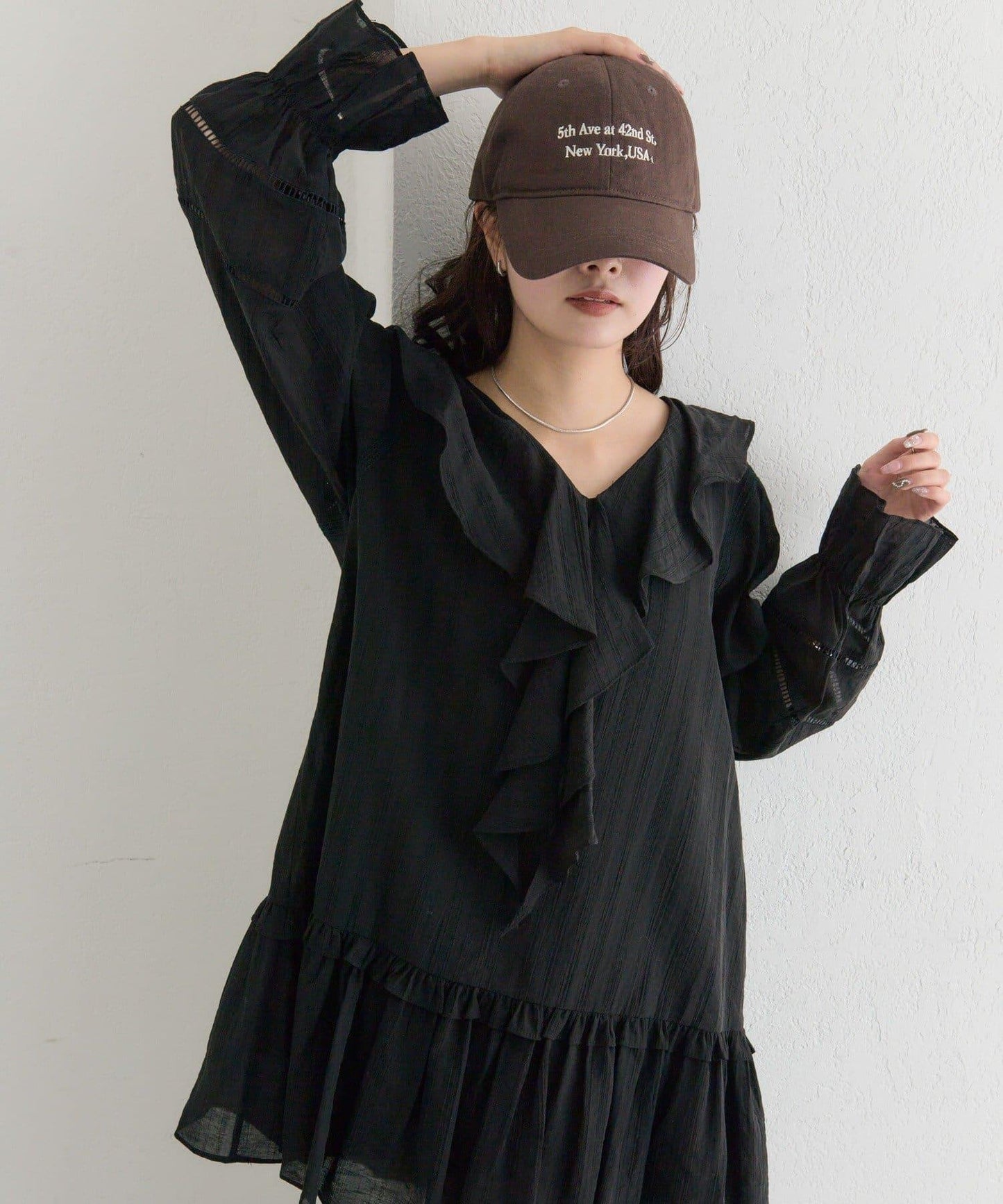 荷葉邊層疊迷你連衣裙