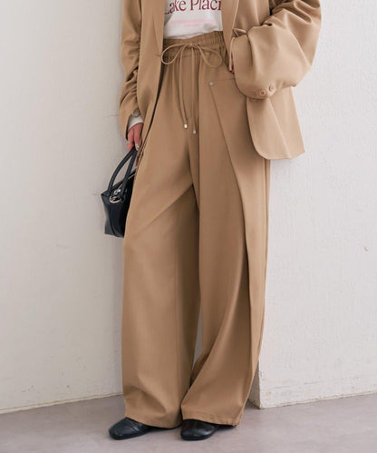 高腰褶皺休閒西裝褲