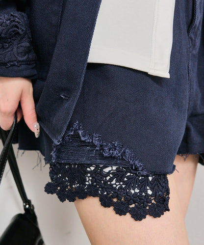 蕾絲口袋短褲
