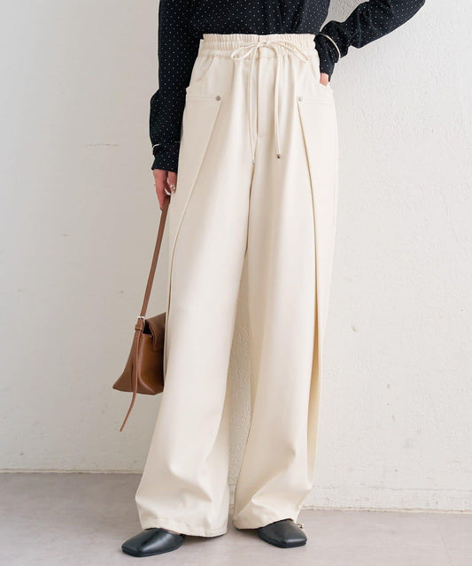 高腰褶皺休閒西裝褲