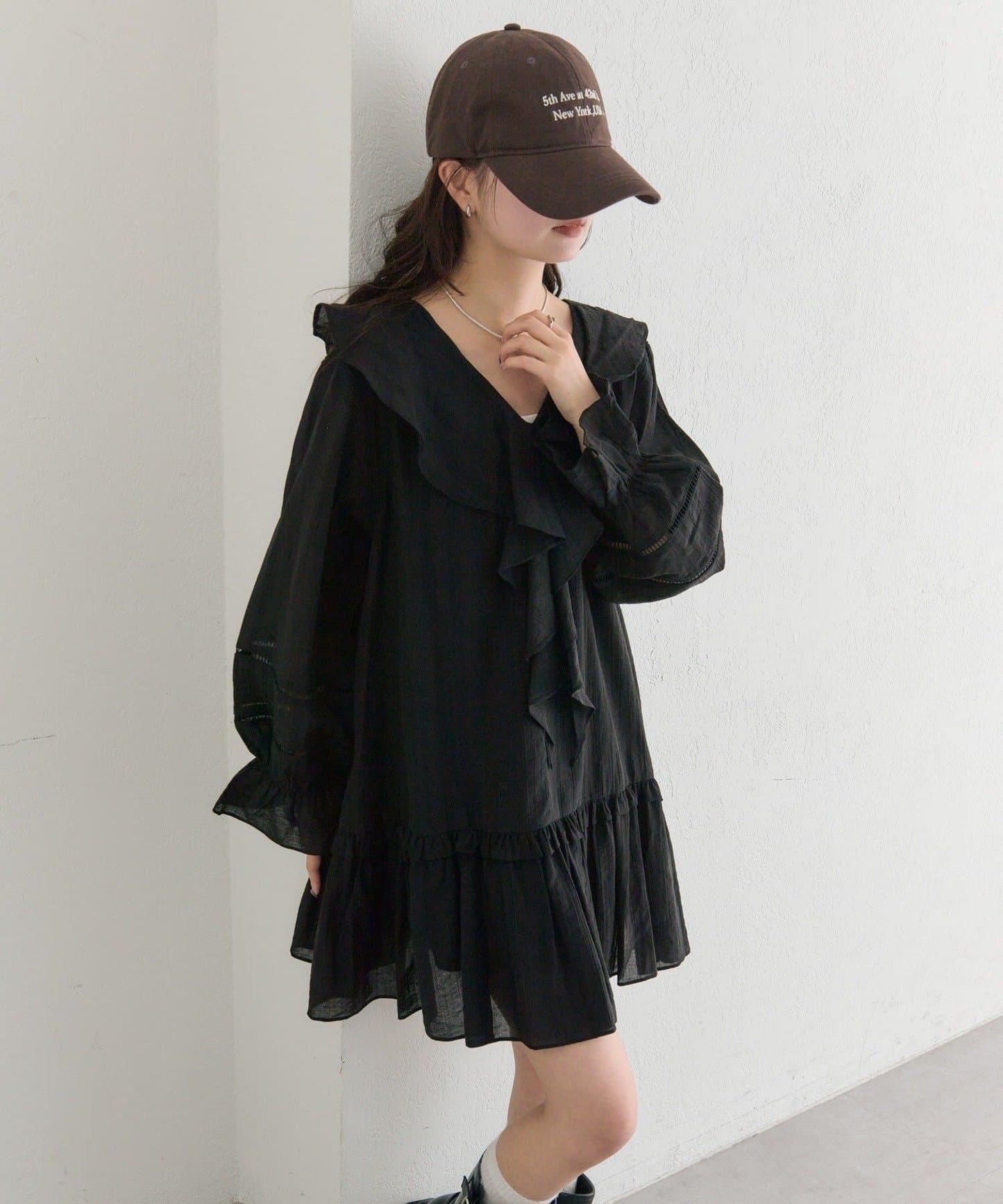 荷葉邊層疊迷你連衣裙