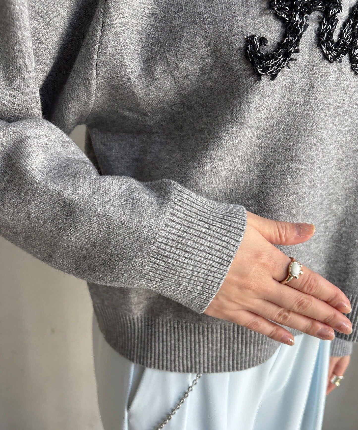 【套裝可搭配/官網限定】花呢織帶標誌針織衫