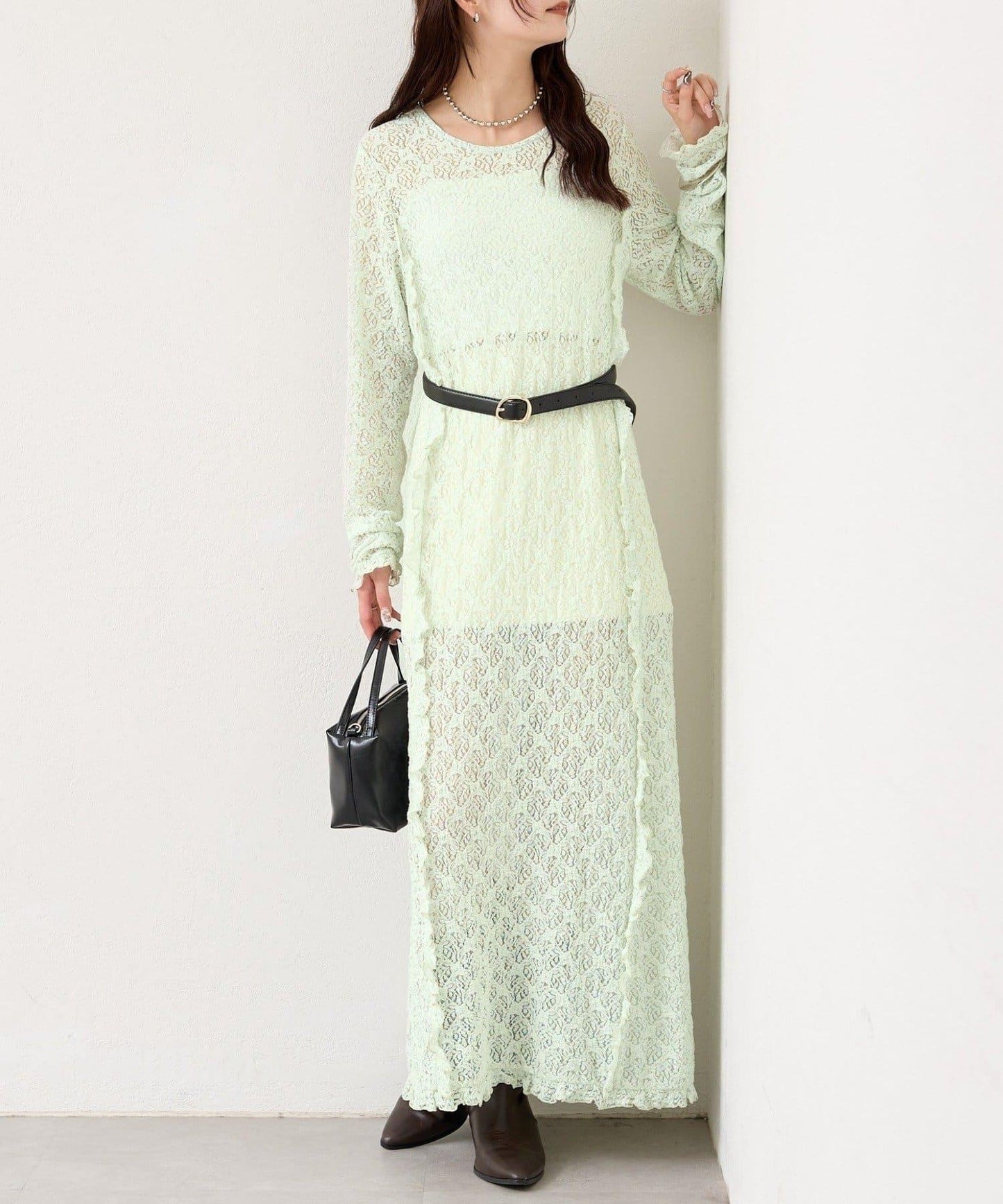 拼接蕾絲連衣裙