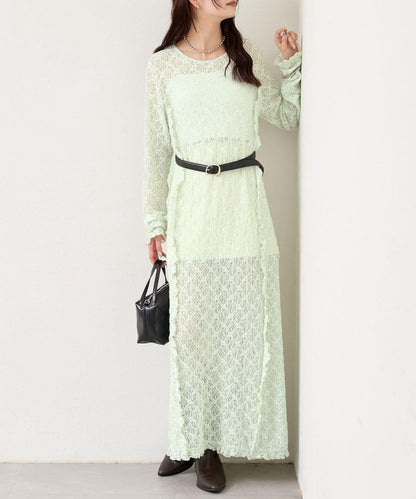 拼接蕾絲連衣裙