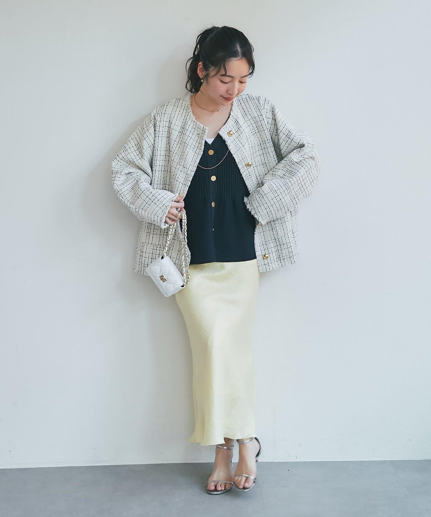 金色紐扣粗花呢夾克