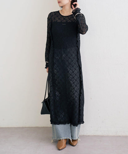 拼接蕾絲連衣裙