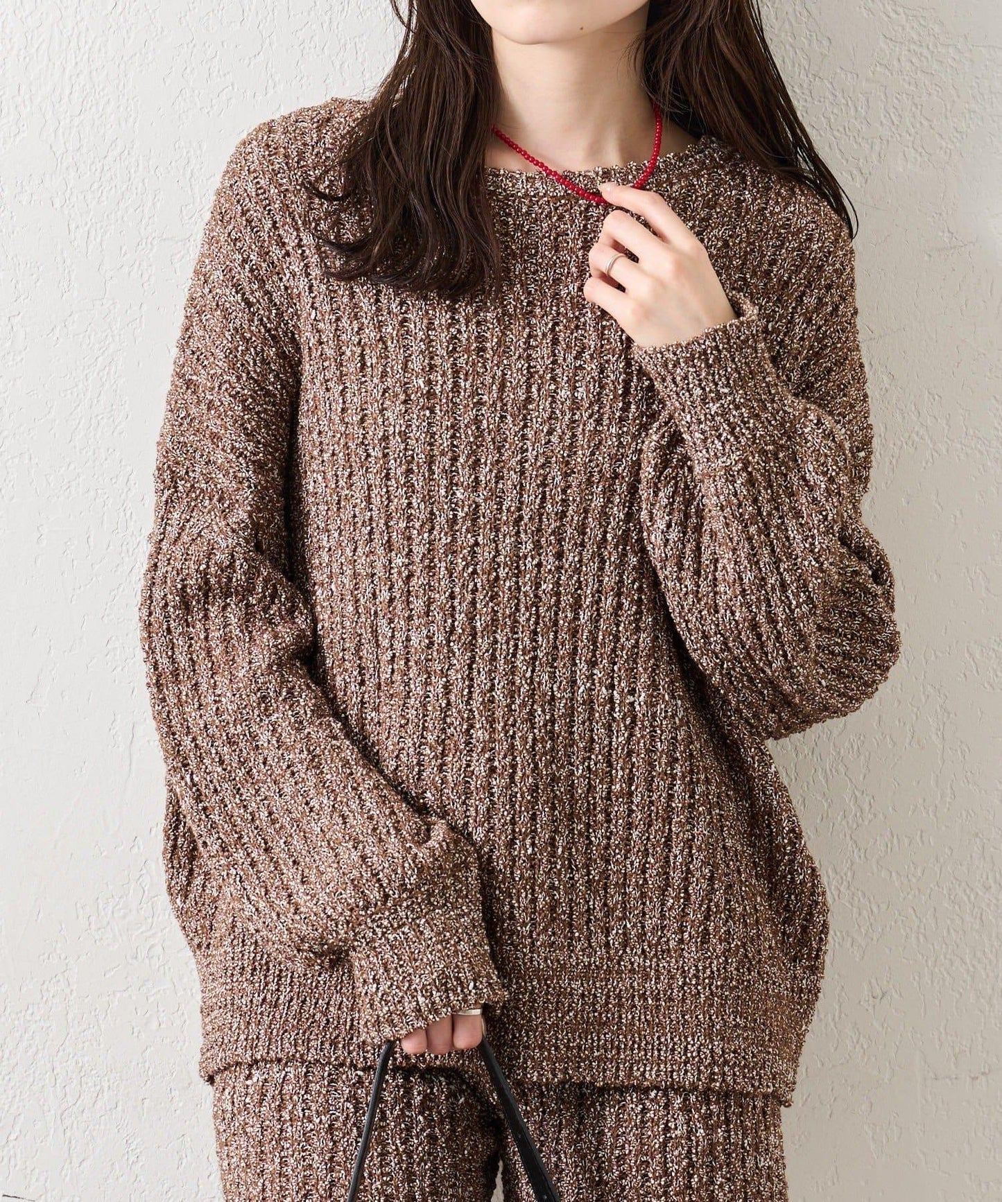 粗花紗開叉針織衫