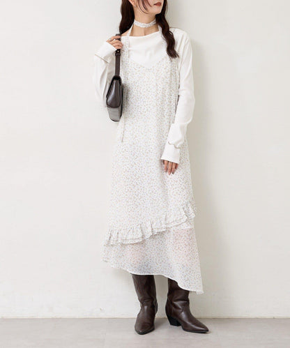 花邊下襬吊帶連衣裙