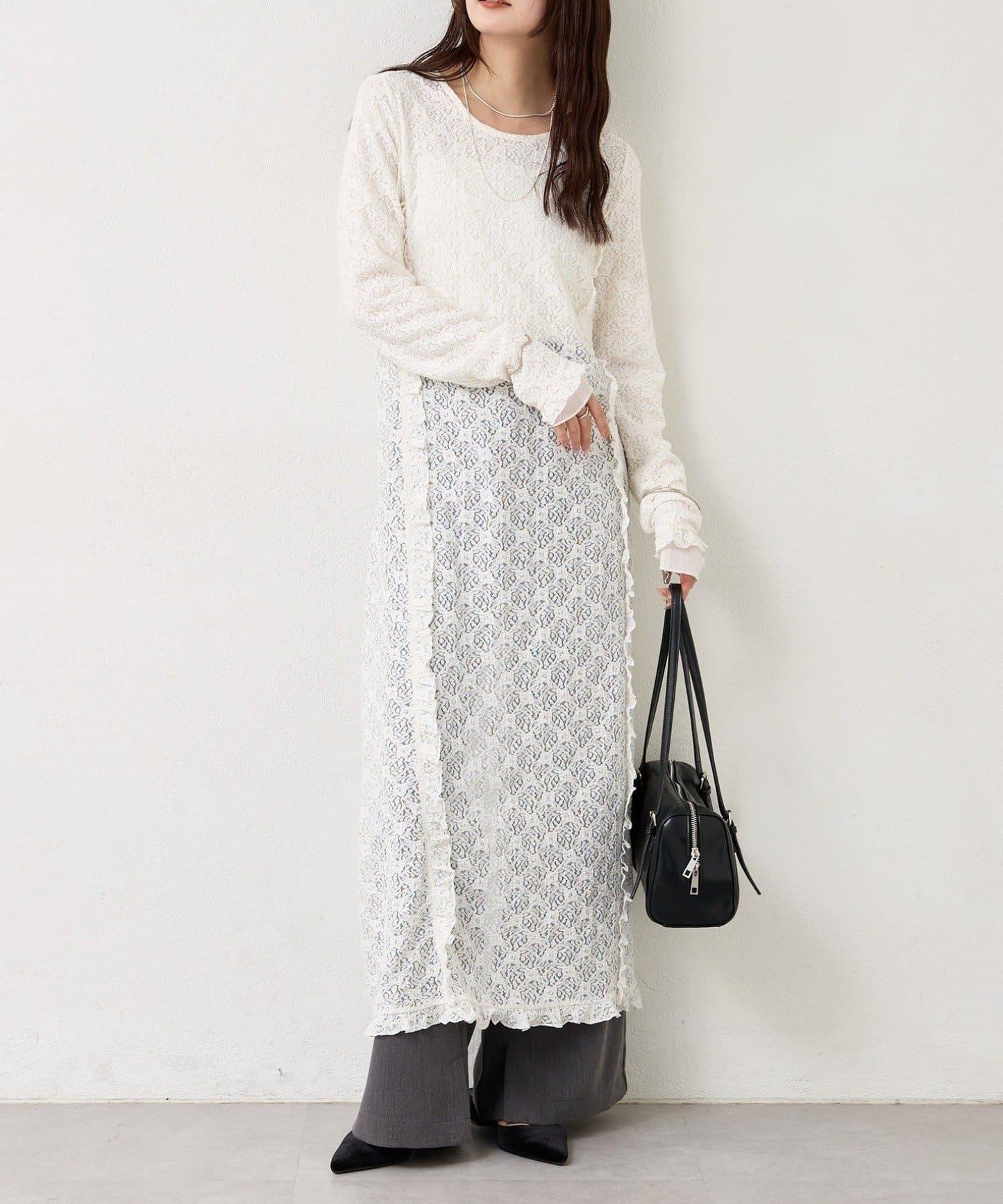 拼接蕾絲連衣裙