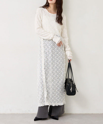 拼接蕾絲連衣裙
