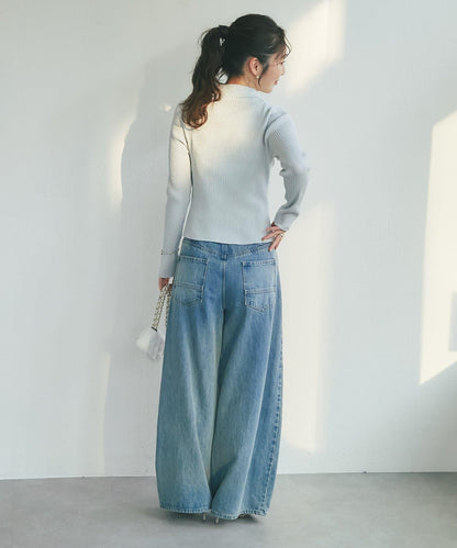 亮絲羅紋翻領開衫