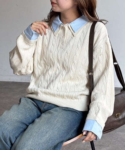 【U.S. POLO ASSN.】假兩件麻花針織POLO衫