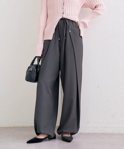 高腰褶皺休閒西裝褲