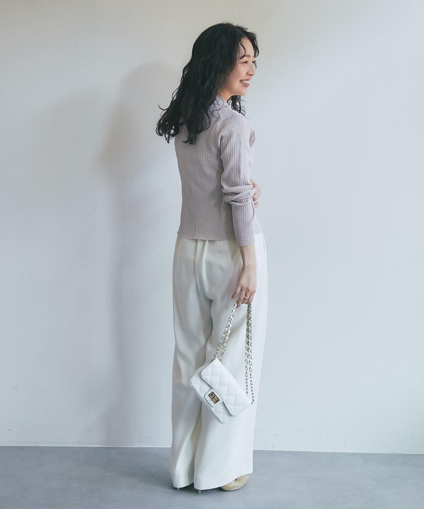 亮絲羅紋翻領開衫