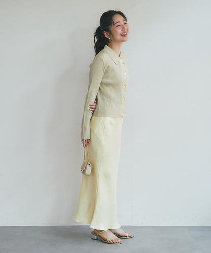 亮絲羅紋翻領開衫